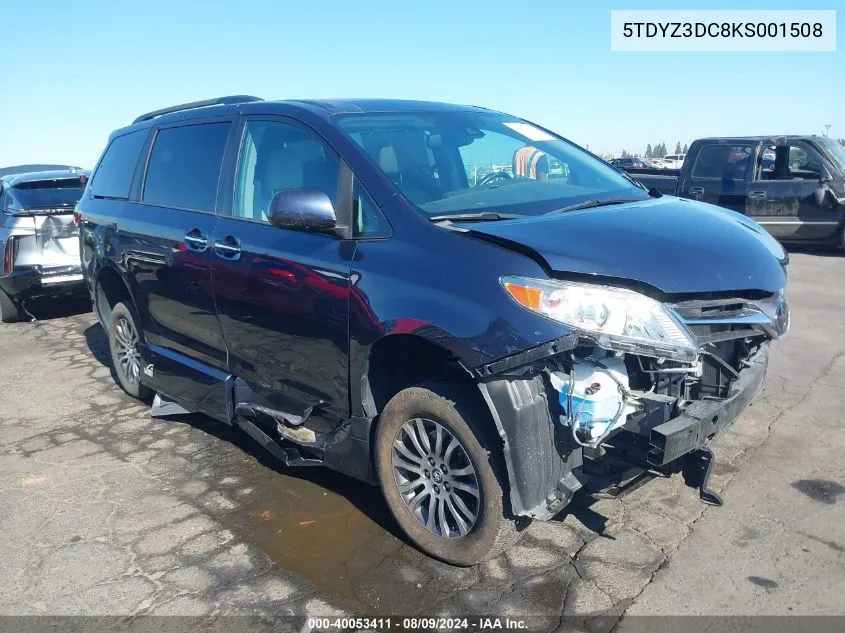 2019 Toyota Sienna Xle 8 Passenger VIN: 5TDYZ3DC8KS001508 Lot: 40053411