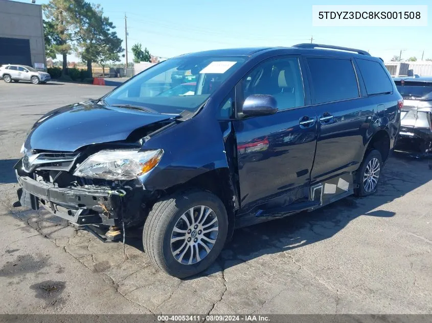 2019 Toyota Sienna Xle 8 Passenger VIN: 5TDYZ3DC8KS001508 Lot: 40053411