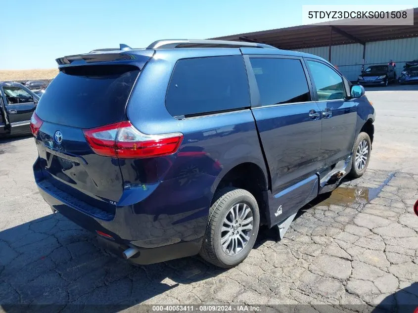 2019 Toyota Sienna Xle 8 Passenger VIN: 5TDYZ3DC8KS001508 Lot: 40053411