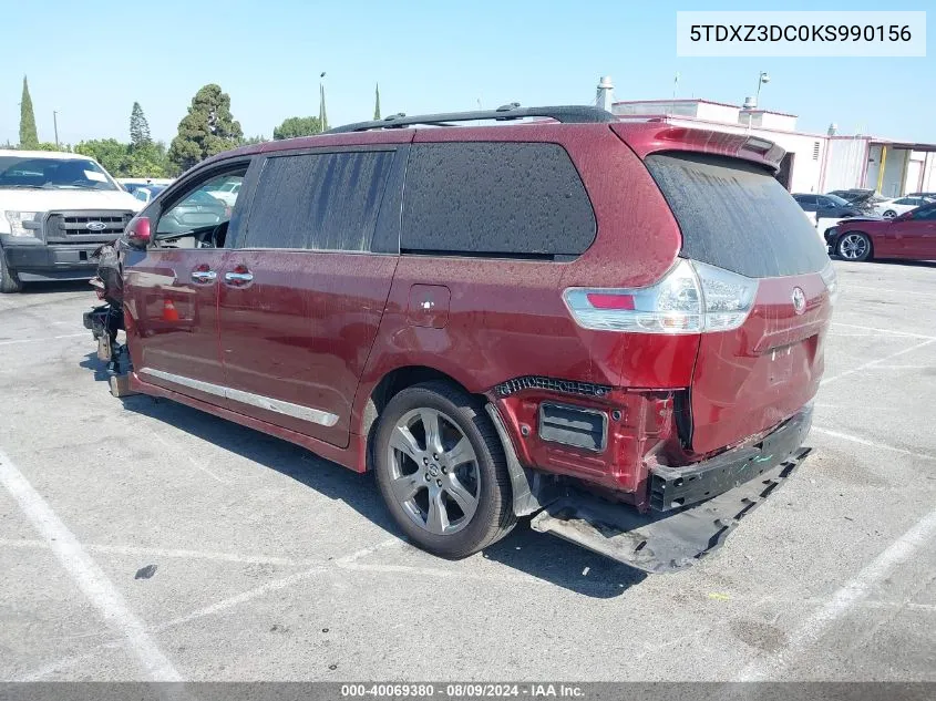 2019 Toyota Sienna Se 8 Passenger VIN: 5TDXZ3DC0KS990156 Lot: 40069380