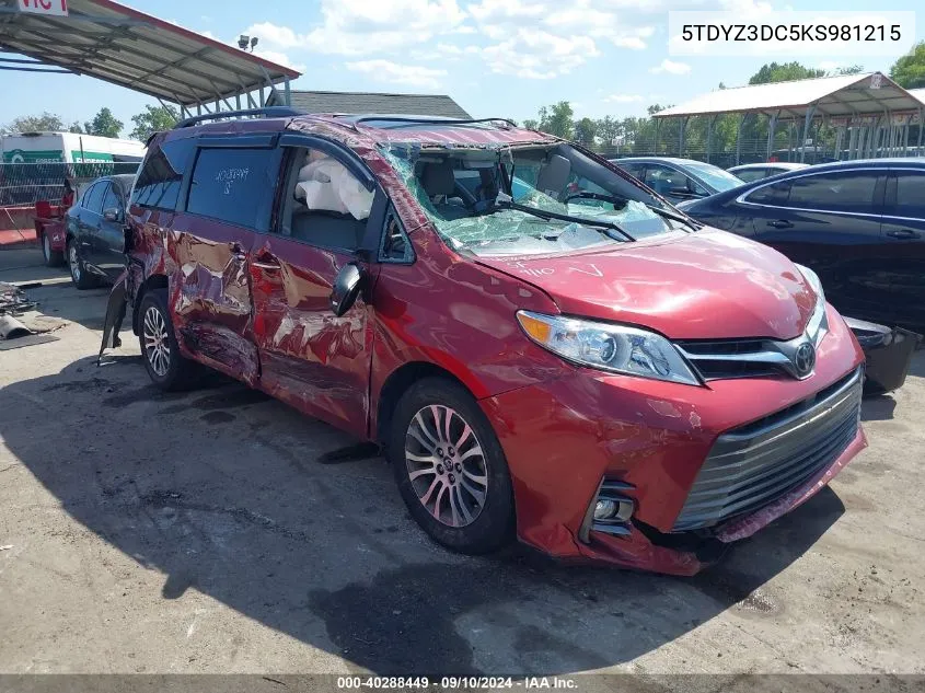 5TDYZ3DC5KS981215 2019 Toyota Sienna Xle 8 Passenger