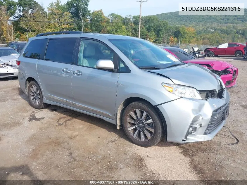 5TDDZ3DC5KS221316 2019 Toyota Sienna Xle Premium 7 Passenger