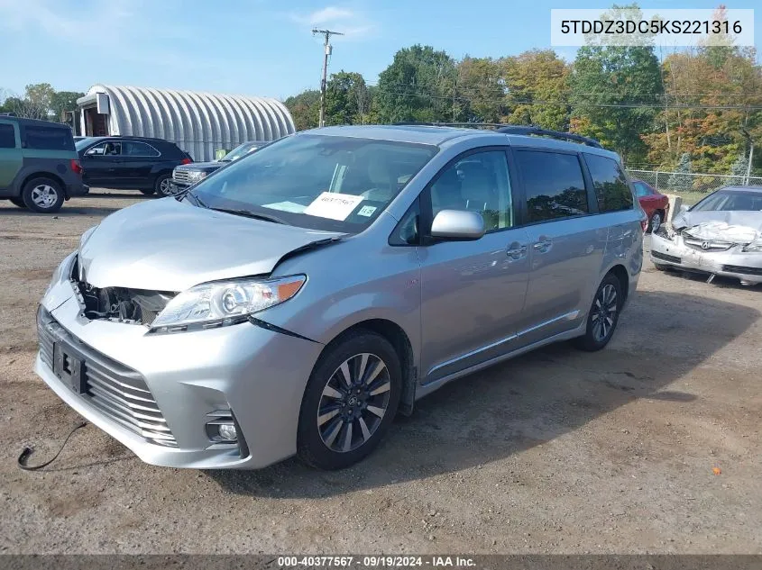 5TDDZ3DC5KS221316 2019 Toyota Sienna Xle Premium 7 Passenger