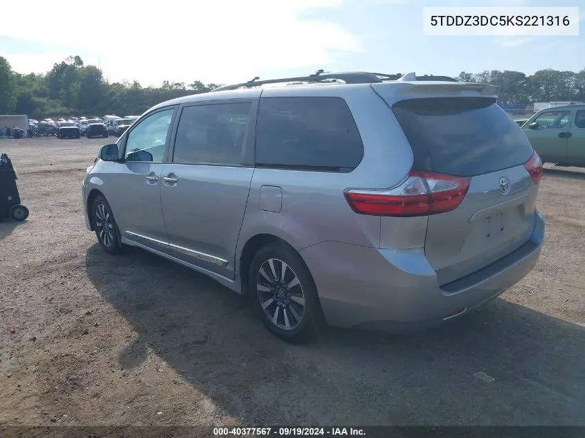 5TDDZ3DC5KS221316 2019 Toyota Sienna Xle Premium 7 Passenger