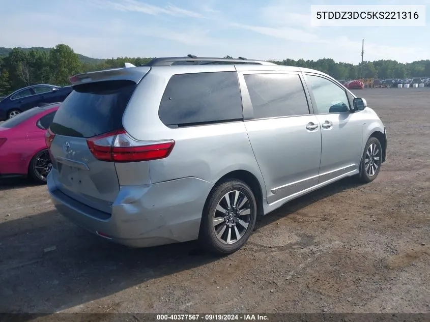 5TDDZ3DC5KS221316 2019 Toyota Sienna Xle Premium 7 Passenger