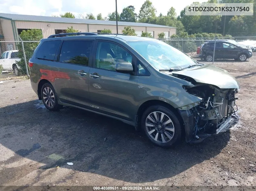 5TDDZ3DC1KS217540 2019 Toyota Sienna Xle 7 Passenger