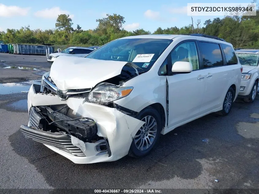 2019 Toyota Sienna Xle/Xle Premium/Limited/Limited Premium VIN: 5TDYZ3DC1KS989344 Lot: 40436667