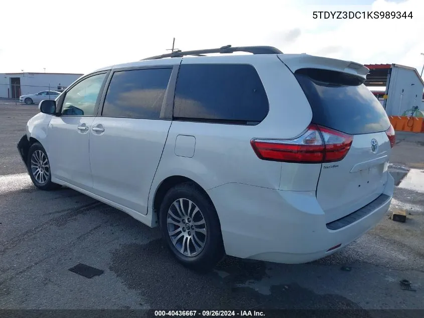 2019 Toyota Sienna Xle/Xle Premium/Limited/Limited Premium VIN: 5TDYZ3DC1KS989344 Lot: 40436667