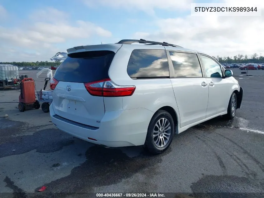 2019 Toyota Sienna Xle/Xle Premium/Limited/Limited Premium VIN: 5TDYZ3DC1KS989344 Lot: 40436667