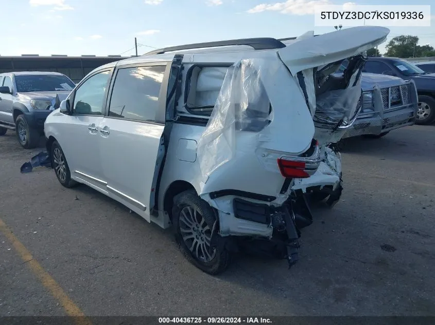 2019 Toyota Sienna Xle/Xle Premium/Limited/L VIN: 5TDYZ3DC7KS019336 Lot: 40436725