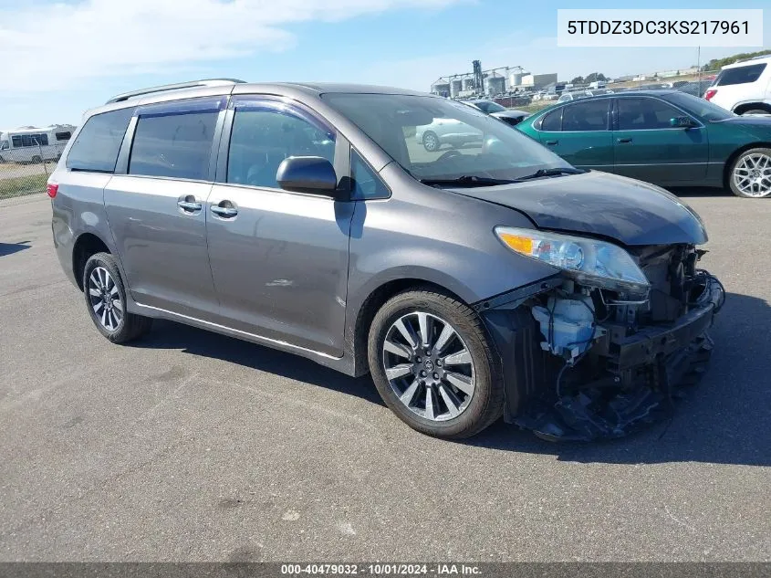 2019 Toyota Sienna Xle/Xle Premium/Limited/L VIN: 5TDDZ3DC3KS217961 Lot: 40479032