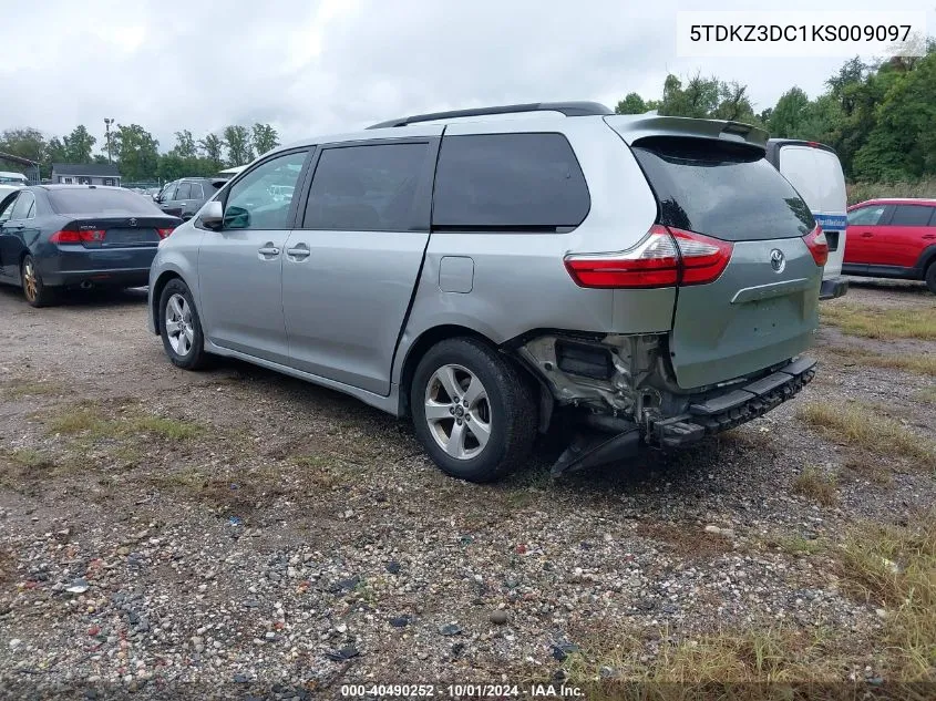 5TDKZ3DC1KS009097 2019 Toyota Sienna Le 8 Passenger