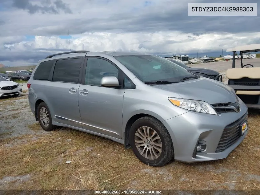 2019 Toyota Sienna Xle 8 Passenger VIN: 5TDYZ3DC4KS988303 Lot: 40502563