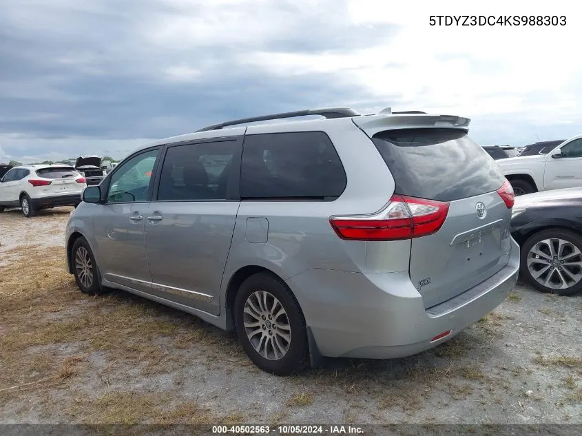 2019 Toyota Sienna Xle 8 Passenger VIN: 5TDYZ3DC4KS988303 Lot: 40502563