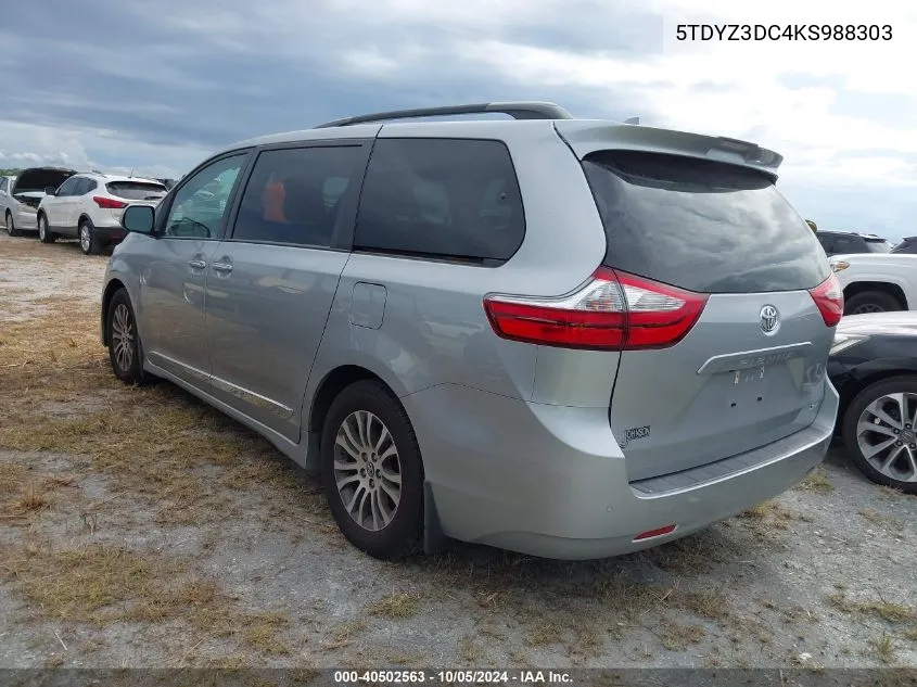 2019 Toyota Sienna Xle 8 Passenger VIN: 5TDYZ3DC4KS988303 Lot: 40502563