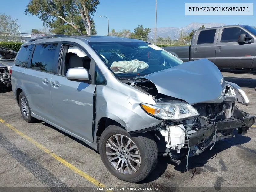 2019 Toyota Sienna Xle Premium 8 Passenger VIN: 5TDYZ3DC1KS983821 Lot: 40534939