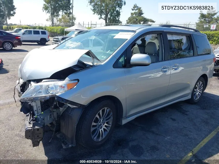 2019 Toyota Sienna Xle Premium 8 Passenger VIN: 5TDYZ3DC1KS983821 Lot: 40534939