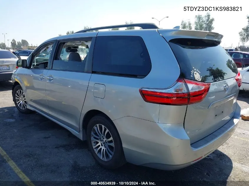 2019 Toyota Sienna Xle Premium 8 Passenger VIN: 5TDYZ3DC1KS983821 Lot: 40534939