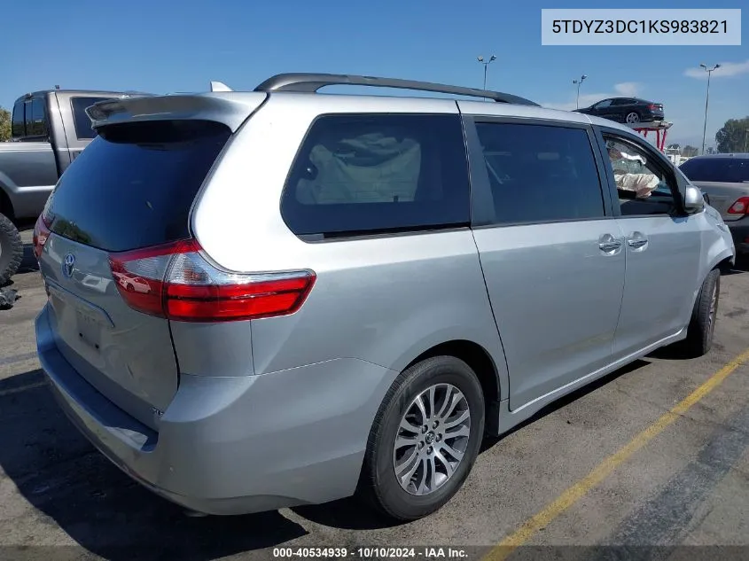 2019 Toyota Sienna Xle Premium 8 Passenger VIN: 5TDYZ3DC1KS983821 Lot: 40534939