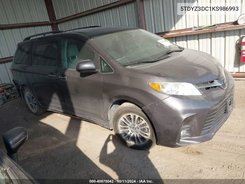 2019 Toyota Sienna Xle/Xle Premium/Limited/L VIN: 5TDYZ3DC1KS986993 Lot: 40575042