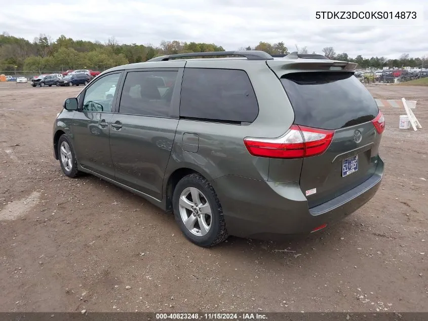 2019 Toyota Sienna Le 8 Passenger VIN: 5TDKZ3DC0KS014873 Lot: 40823248