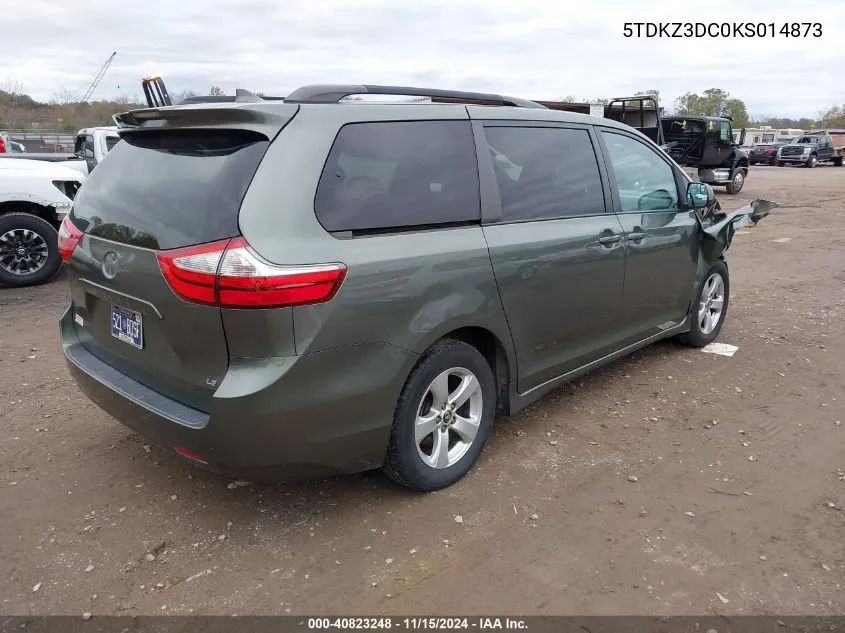 2019 Toyota Sienna Le 8 Passenger VIN: 5TDKZ3DC0KS014873 Lot: 40823248