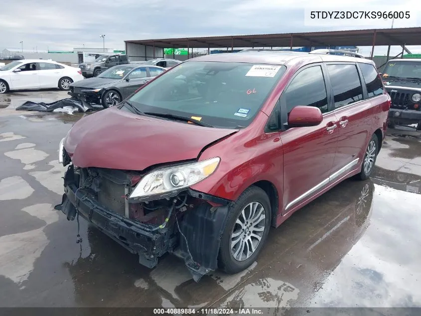 2019 Toyota Sienna Xle Premium 8 Passenger VIN: 5TDYZ3DC7KS966005 Lot: 40889884