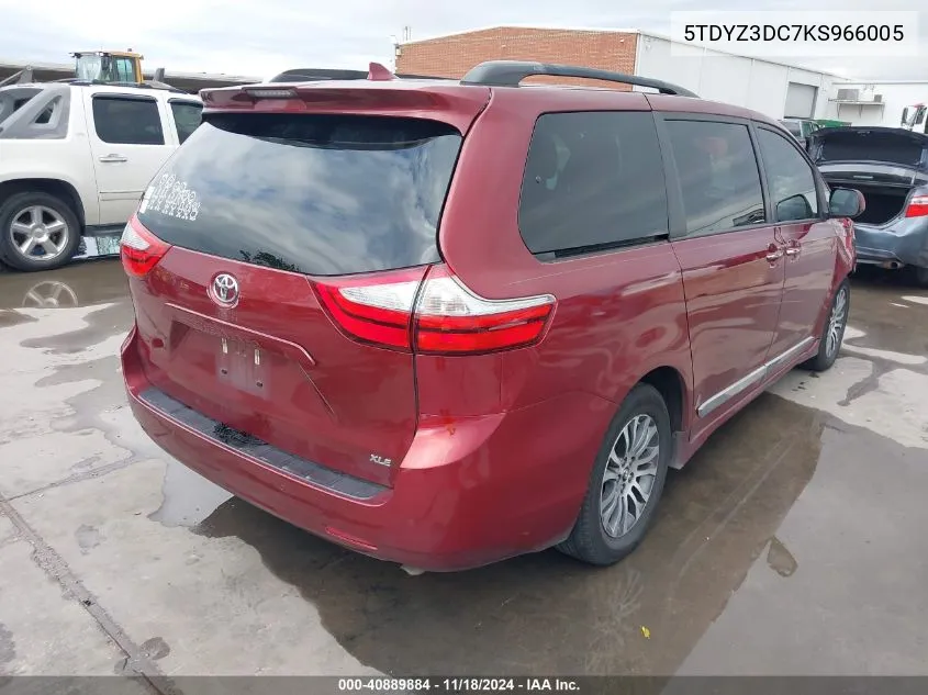 2019 Toyota Sienna Xle Premium 8 Passenger VIN: 5TDYZ3DC7KS966005 Lot: 40889884