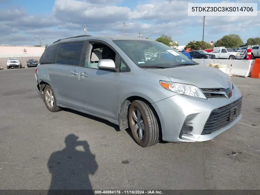 2019 Toyota Sienna Le 8 Passenger VIN: 5TDKZ3DC3KS014706 Lot: 40894176