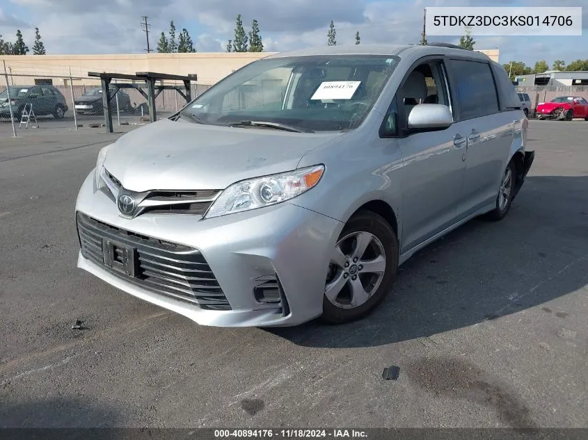 2019 Toyota Sienna Le 8 Passenger VIN: 5TDKZ3DC3KS014706 Lot: 40894176