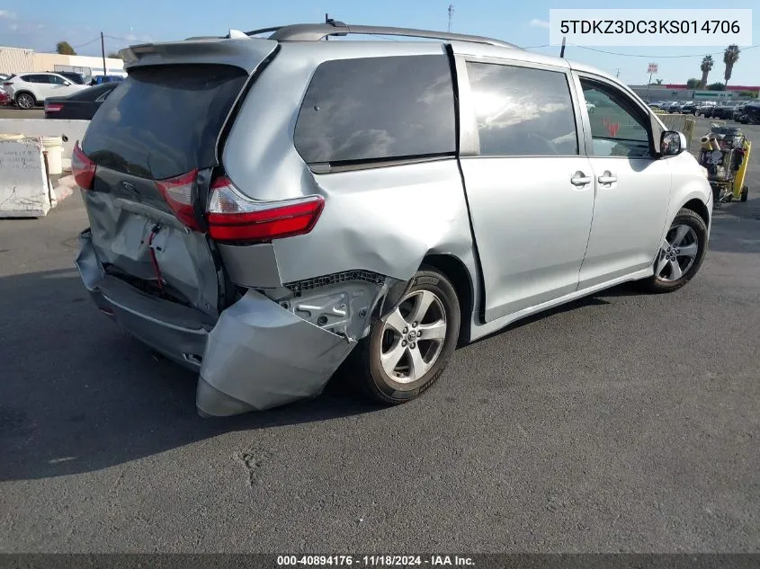 2019 Toyota Sienna Le 8 Passenger VIN: 5TDKZ3DC3KS014706 Lot: 40894176