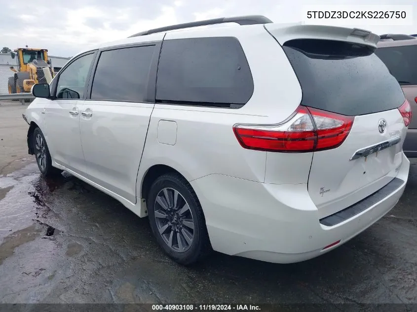 2019 Toyota Sienna Limited 7 Passenger VIN: 5TDDZ3DC2KS226750 Lot: 40903108