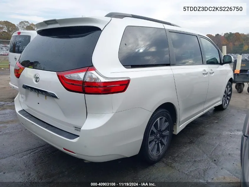 2019 Toyota Sienna Limited 7 Passenger VIN: 5TDDZ3DC2KS226750 Lot: 40903108