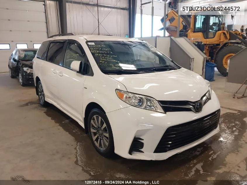 2020 Toyota Sienna Le VIN: 5TDJZ3DC0LS244572 Lot: 12072415