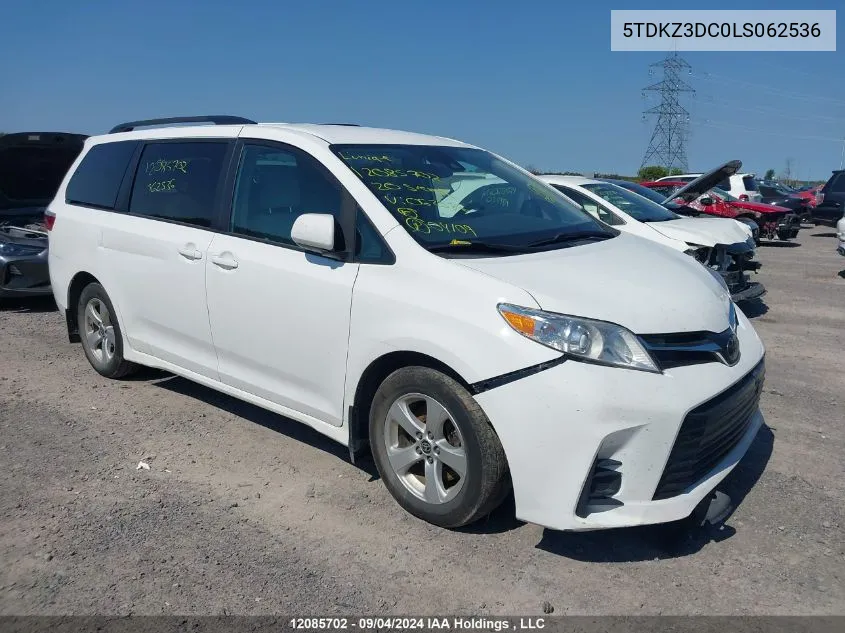 5TDKZ3DC0LS062536 2020 Toyota Sienna Le V6