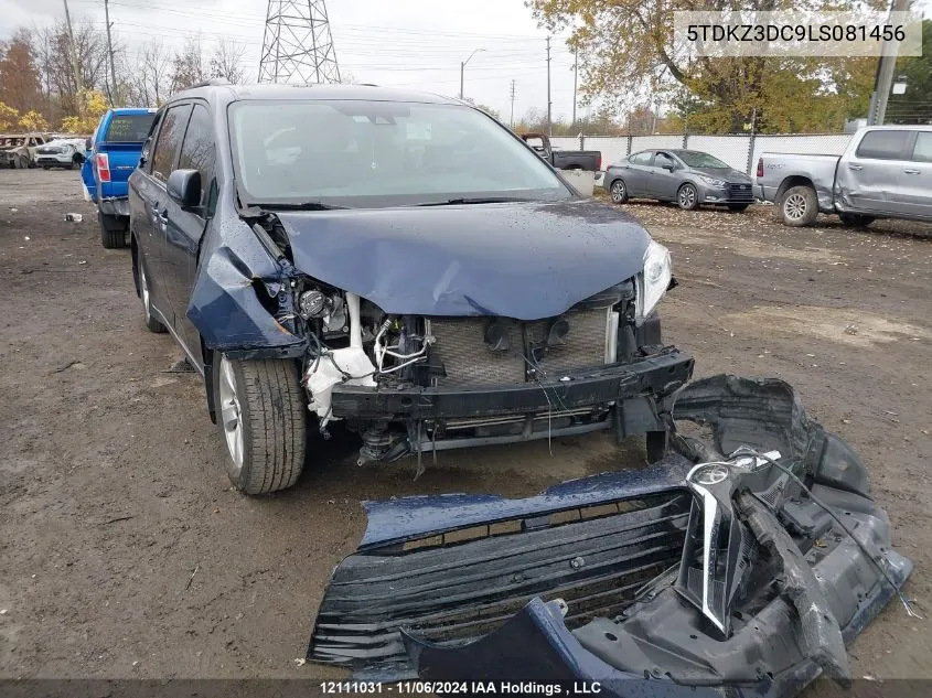 2020 Toyota Sienna VIN: 5TDKZ3DC9LS081456 Lot: 12111031