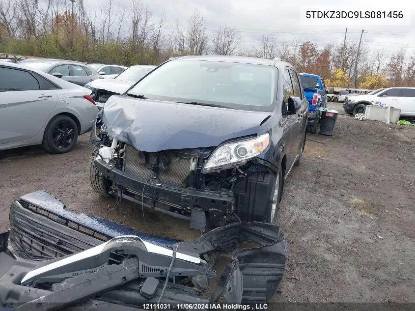 2020 Toyota Sienna VIN: 5TDKZ3DC9LS081456 Lot: 12111031