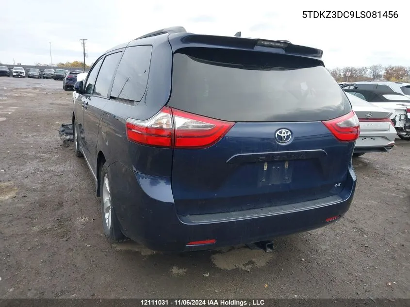 2020 Toyota Sienna VIN: 5TDKZ3DC9LS081456 Lot: 12111031