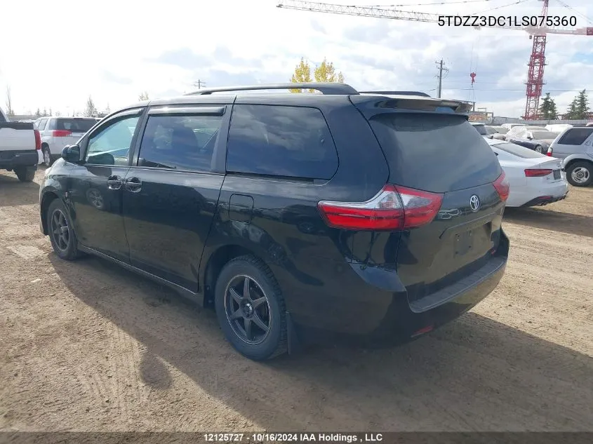 2020 Toyota Sienna L VIN: 5TDZZ3DC1LS075360 Lot: 12125727