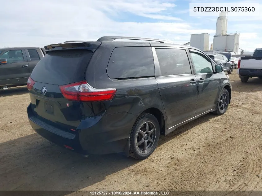 2020 Toyota Sienna L VIN: 5TDZZ3DC1LS075360 Lot: 12125727