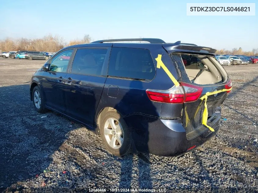 2020 Toyota Sienna Le 8-Passenger VIN: 5TDKZ3DC7LS046821 Lot: 12140466