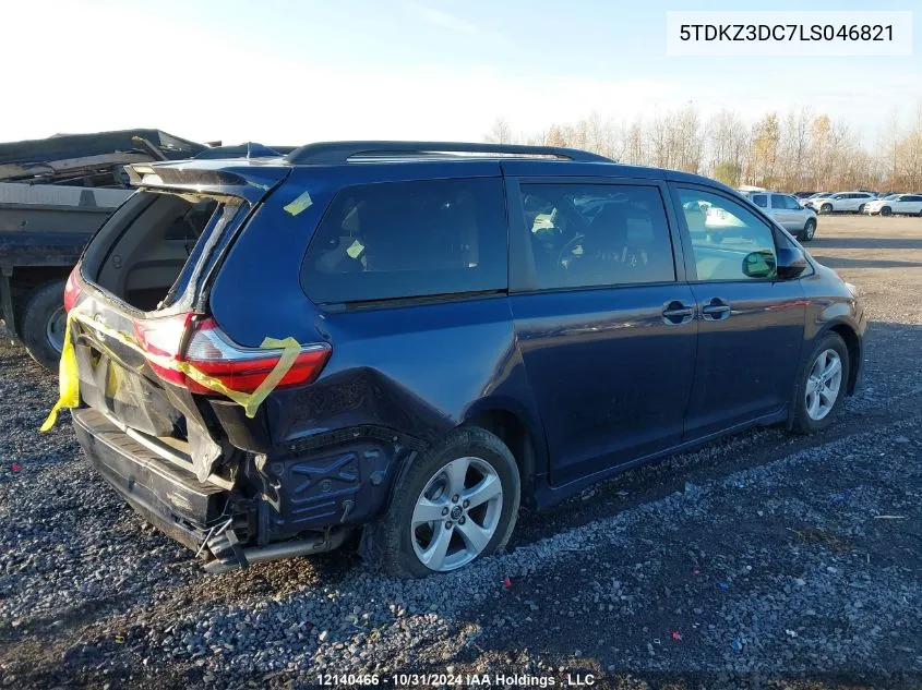 2020 Toyota Sienna Le 8-Passenger VIN: 5TDKZ3DC7LS046821 Lot: 12140466