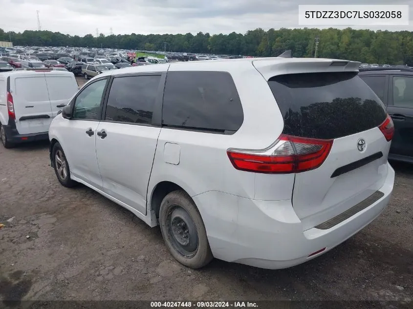 2020 Toyota Sienna L VIN: 5TDZZ3DC7LS032058 Lot: 40247448