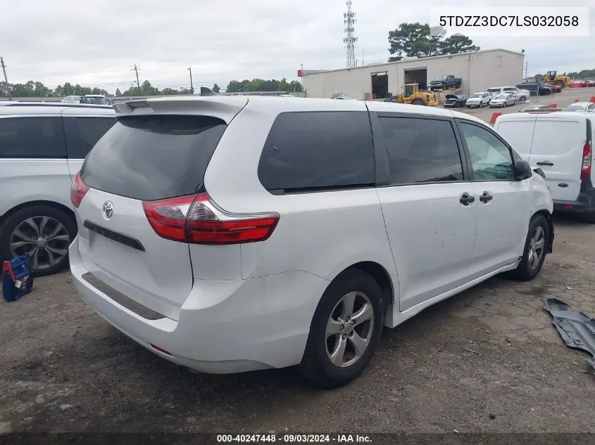 2020 Toyota Sienna L VIN: 5TDZZ3DC7LS032058 Lot: 40247448