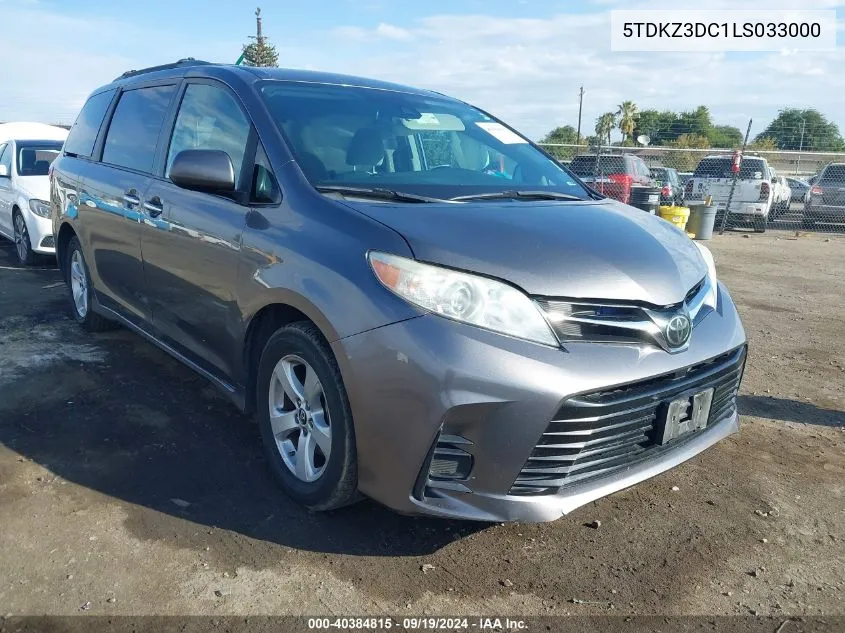 2020 Toyota Sienna Le VIN: 5TDKZ3DC1LS033000 Lot: 40384815