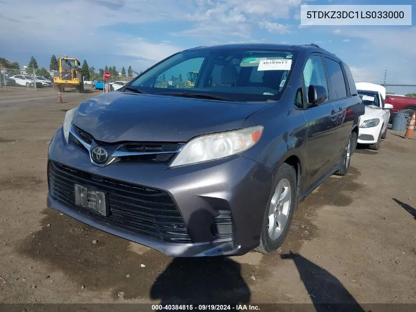 2020 Toyota Sienna Le VIN: 5TDKZ3DC1LS033000 Lot: 40384815