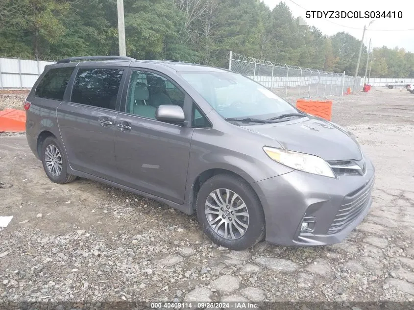 2020 Toyota Sienna Xle VIN: 5TDYZ3DC0LS034410 Lot: 40409114