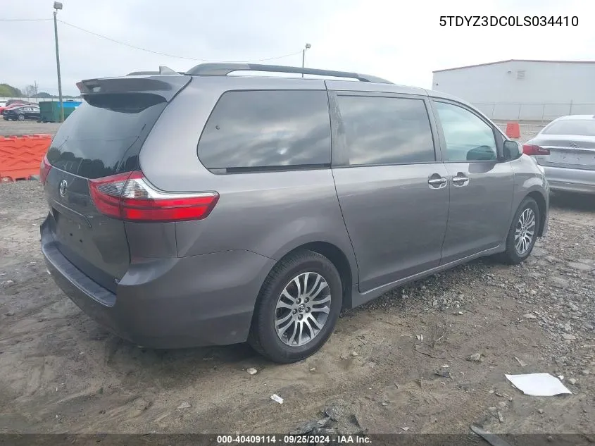 2020 Toyota Sienna Xle VIN: 5TDYZ3DC0LS034410 Lot: 40409114