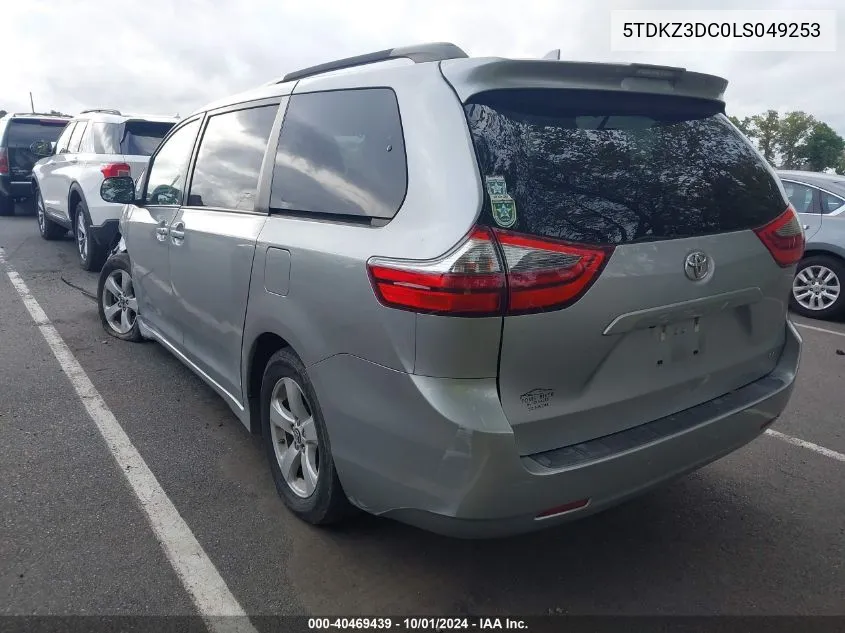 2020 Toyota Sienna Le VIN: 5TDKZ3DC0LS049253 Lot: 40469439