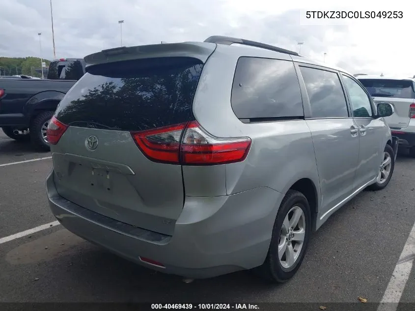 2020 Toyota Sienna Le VIN: 5TDKZ3DC0LS049253 Lot: 40469439